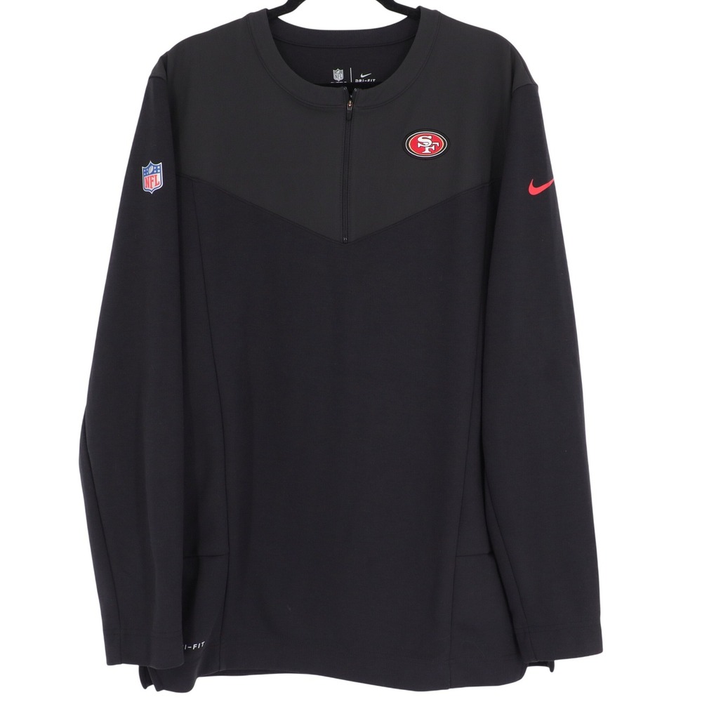 NFL San Francisco 49ers Nike Dri-FIT 1/4 Zip Pullover Jacket Mens Size XL Black